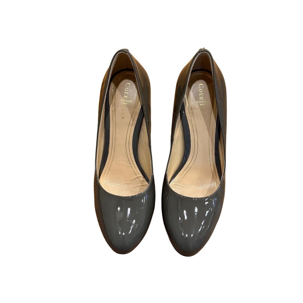 Cole Haan Nike Air Chelsea Grey Patent Leather Platform Pumps D38256 Size 6.5B